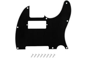 DIAO79NI 8 Hole Tele Mini Humbucker Pickguard with Mini Humbucker Pickup Hole for Tele/Telecaster, Black-White, 3ply.