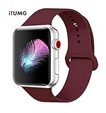Threenine for Watch Band 38mm/40mm 42mm/44mm, Soft Silicone Watch Strap Replacement Sport Band Compatible with Watch Band Series 5/4/3/2/1 (Wine red, 40mm/38mm-SM)