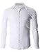 FLATSEVEN Men's Slim Fit Casual Button Down Dress Shirt Long Sleeve (SH600) White, S
