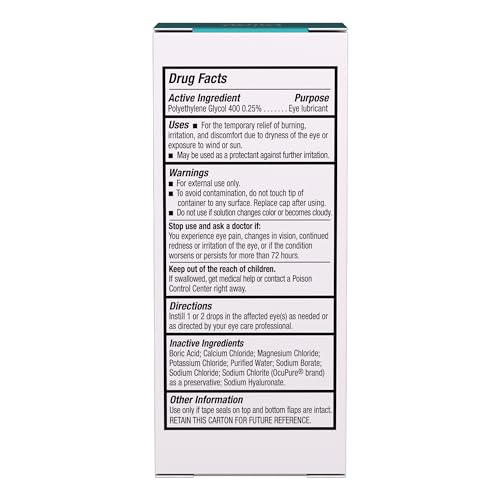BLINK TEARS LUBRICATING EYE DROPS, MOISTURIZING & SOOTHING FOR MILD TO MODERATE DRY EYES, WITH HYALURONATE, REDUCES DISCOMFORT, LONG-LASTING HYDRATION, SOOTHES & MOISTURIZES, 0.5 FL OZ
