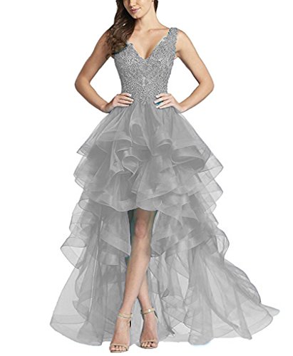 silver high low wedding dress