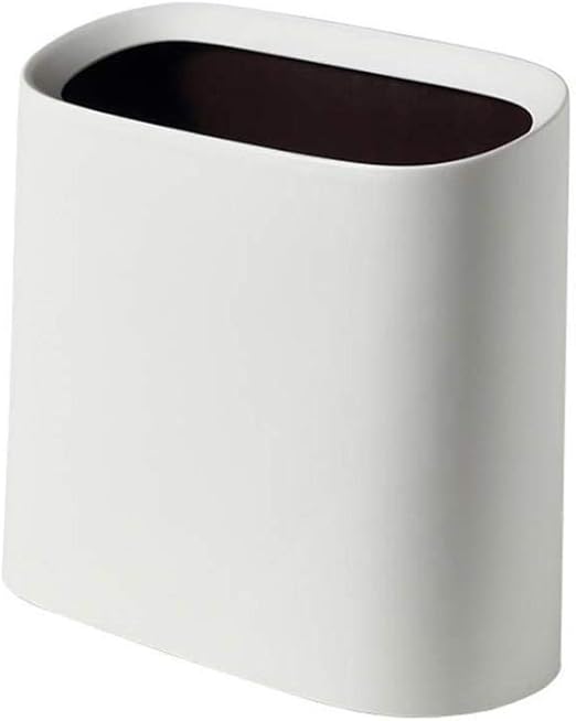 Amazon Com Lin Rlp Trash Can Slim Plastic Garbage Can With Press Top Lid White Modern Waste Basket For Bathroom Living Room Office And Kitchen 13x6 1x12 2inches Color A Home Kitchen
