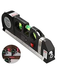 Nivel láser multipropósito con cinta medidora con 8+ pies marca Qooltek, cinta y regla de medición ajustadas al sistema métrico y al sistema estándar