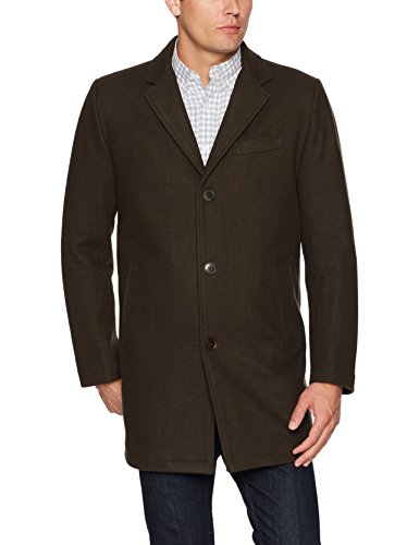 Tommy Hilfiger Men's Wool Tailored Top Coat, Olive, Large