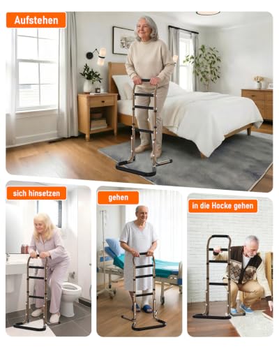 Standing Aid for Seniors, Height-Adjustable Walking Aid and Standing Aid, Ergonomic Handles for Comfortable Standing from Bed, Sofa and Toilet, Non-Slip U-Base for Secure Standing, for Disabled People