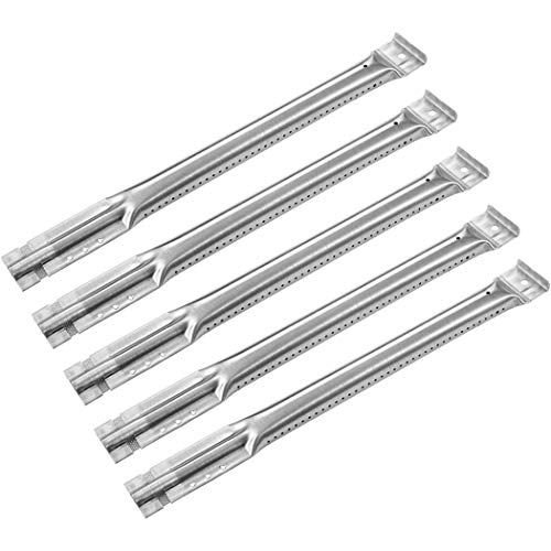 YIHAM KB890 Gas Grill Parts Stainless Steel BBQ Tube Pipe Burner Replacement for Charbroil, Kenmore, Master Chef, Members Mark, Nexgrill and Others, 14 3/8 inch, Set of 5