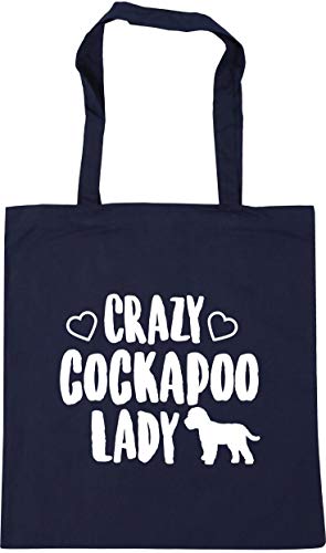 Hippowarehouse Crazy cockapoo lady - dog Tote Shopping Gym Beach Bag 42cm x38cm, 10 litres