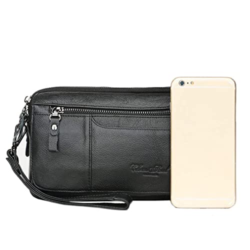 Leather Clutch Bag Wrist Bag for Men Women Outdoor Business Travel Organizer Wrist Strap Waist Bag Coin Purse Multiple Pocket Phone Holder iPhone 7 Plus/8/8 Plus/X, #01