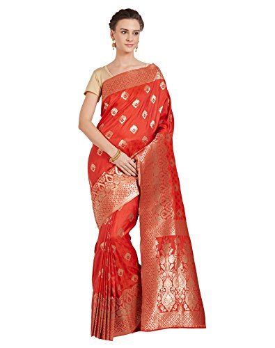 Viva N Diva Sarees For Women s Banarasi Sarees New Collection Red Colour Banarasi Art Silk Saree With Un-Stiched Blouse Piece,Free Size
