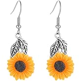 ONLYJUMP Daisy Sunflower Earrings for Women Handmade Resin Sunflower Dangle Earrings Yellow Daisy Sunflower Personality Earrings Jewelry Gifts