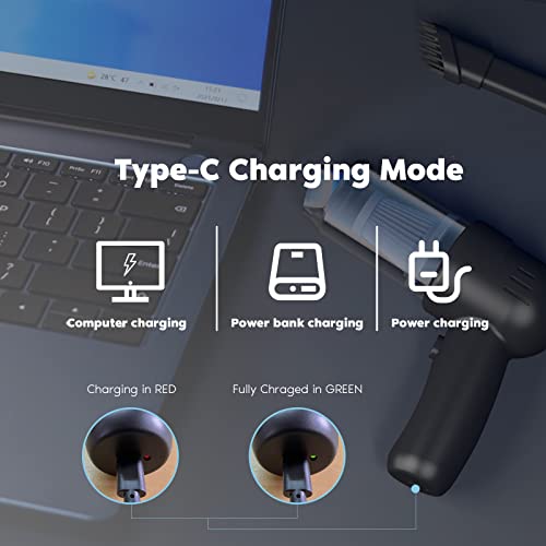 Zouppic Mini Car Vacuum Cordless Cleaner - Portable, Rechargeable, Wireless Handheld Vacuum for Keyboard, Auto Car, Table, Computer, Desktop, Pet Hair Cleaning, Black
