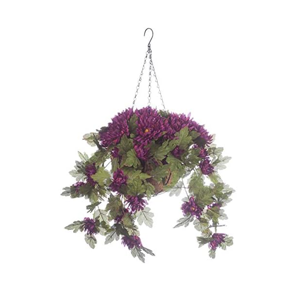 OakRidge Fully Assembled Artificial Mum Hanging Basket, Purple, 10