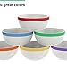 Vremi 17 oz Ceramic Bowl Set of 6 - White Porcelain Kitchen Serving Bowls Microwave Safe for Soup Salad Pasta Dessert Popcorn Dip - 5 inch Ice Cream Bowls with Cute Decorative Colorful Stripe Trim