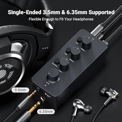 Fosi Audio SK01 Headphone Amplifier Equalizer Preamp with Bass Midrange Treble Tone Control and Loudness Compensation Portable Class A Analog Amp for Electric Guitar Instrument with 3.5/6.35mm Jacks
