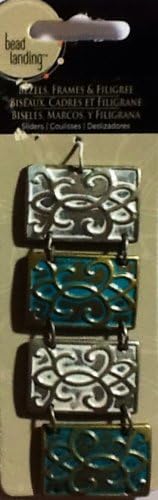 Bracelet Sliders 4 Piece ~ Bead Landing ~ Jewelry Making &amp; Design ~ Rectangular, Metal Ornate Antique Designs