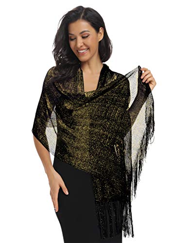 Shawls and Wraps Black/Gold - Thumbnail 4