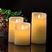 TJFEC Moving Wick LED Flameless Candles, Warmer Romantic Battery Powered,[Real Wax] Beautiful and Elegant Electric Candles - Set of 3, Ivory