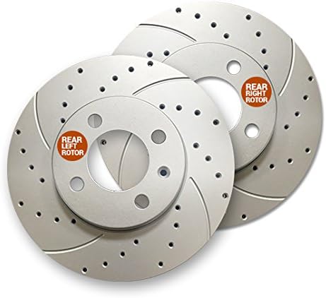 Rear Premium Geomet rust protected Drilled and Slotted Brake Rotors 34306DS | Fits: A4 A4 Quattro