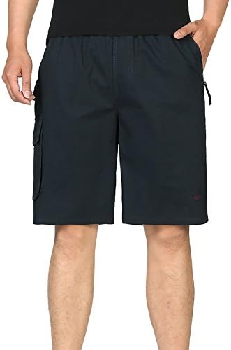 ZANLICE Men's Regular Fit Drawstring Twill Cotton Cargo Shorts Small Navy