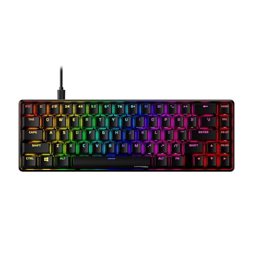 HyperX Alloy Origins 65, Mechanische Gaming-Tastatur, QWERTY amerikanisches Layout, 65-%-Formfaktor, HyperX Red Switch, PBT Double-Shot Keycaps, RGB-B