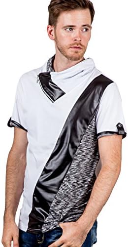 RNZ PREMIUM Men's RT713 Stylish Fashion Pullover Short Sleeve Highneck T-Shirt XXL, White