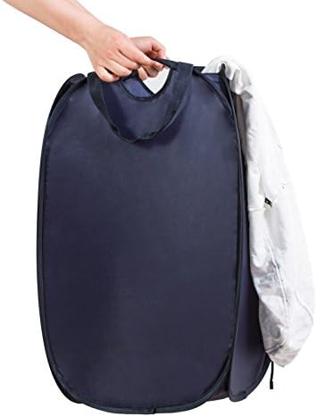 Foldable Pop-Up Laundry Hamper Basket Bag with Reinforced Carry Handles For laundry Sorter Storage (Pack of 1,Blue)