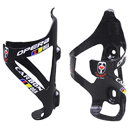 Opera Water Bottle Cage for Bike Ultralight and Strong Carbon Fiber Bicycle Water Bottle Holder -Pack of 2 (2 Pcs Gloss Black)