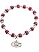 Georgia Bulldogs UGA Red Glass Beaded Stretch Bracelet G Logo Silver Plated Charm Jewelry