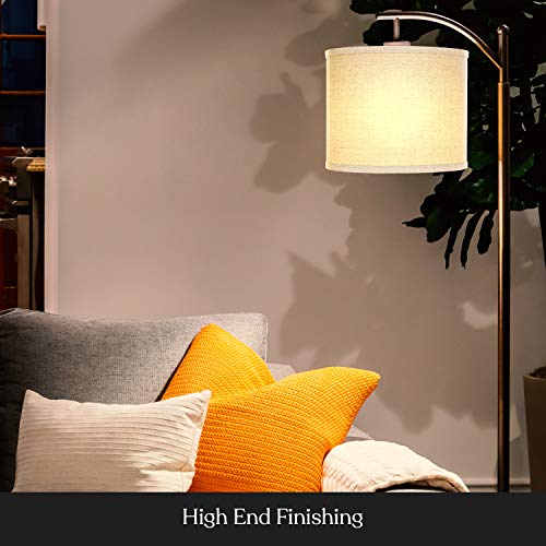 Brightech Montage LED Floor Lamp – Modern Floor Lamp for Living Rooms & Office with Arc Hanging Shade – Standing Lamp for Bedroom Reading, Mid-Century Pole Light for Farmhouse Style - Bronze