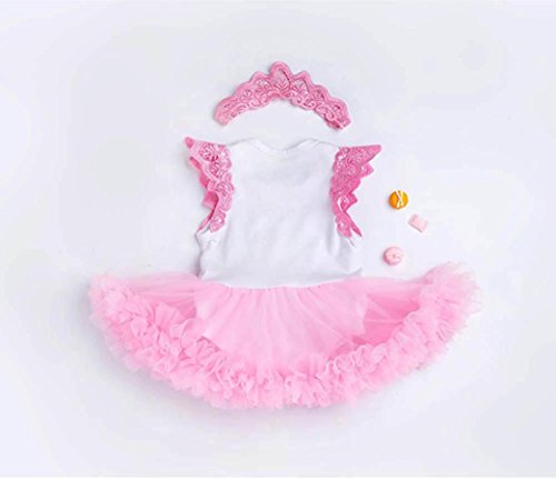 Kehen Newborn Baby Girl 2pcs Valentine's Day Outfit Sleeveless Letter Tutu Dress+Lace Headband (Pink, 3-6 Months)