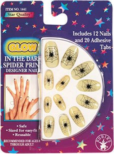 Rubie's Costume Co "Glow" Spider Print Nails Costume