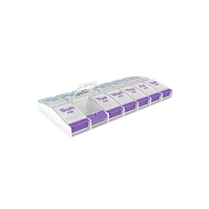 EZY DOSE Push Button (7-Day) Pill, Medicine, Vitamin Organizer | Weekly, 2 Times a Day, AM/PM | Large Compartments…