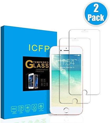 iPhone 7 Tempered Glass Screen Protector 2 Pack, 2.5D Edge, 9H Hardness, Crystal Clear, Bubble Free, 3D Touch Compatible, ICFPWR Screen Protector for Apple iPhone 7