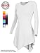 DRSKIN] Women Handkerchief Hem Long Sleeve Tunic Top (XL, White)