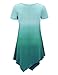 Lock and Love LL WT1051 Womens V Neck Short Sleeve Ombre Tunic Top XXL TEAL