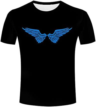 Men 3D Printed Cute Animal Cartoon Art | Cat/Robot /Beauty/Wings Casual Crew Neck Short Sleeve Novelty T shirt 2XL