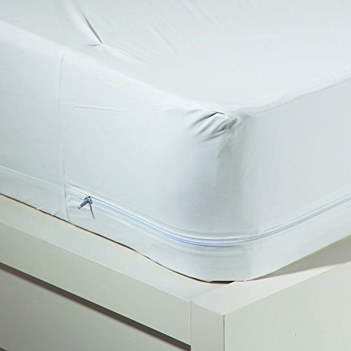Microfiber Zippered Mattress Cover, Bed Bugs Shield, Dustmites Protector, Hypoallergenic (Queen)