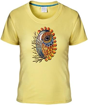 TaDey Owl Beautiful Egg-Shaped Image Tee for Man L lightYellow