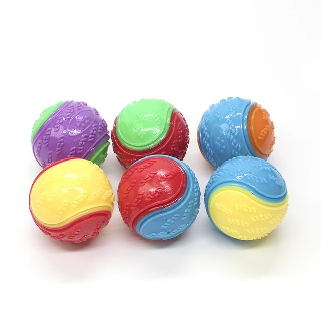 Meakin Trade Squeaky Dog Balls - 6 Pack Dog Toys in Bright Colours for Endless Fun, Training, and Bonding - Durable and Safe Strong Dog Toy Suitable for All Breeds and Sizes
