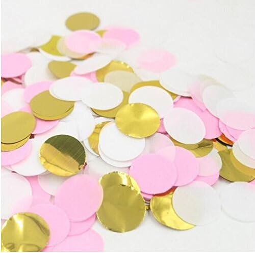 Since 600pieces 2 Inch Pastel Confetti for Wedding Table Decoration Party Favor Push Pop Confetti (Pink White Gold)