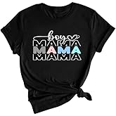 Boy Mama Era Vintage Graphic Tshirt - Soft Cotton Casual Shirt for Mom Women, Funny Boy Mama Gifts, Trendy Slogan Tee