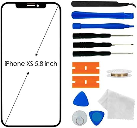 Original Screen Lens Glass Replacement Kit for iPhone Xs 5.8 inch with Adhesive and Tool kit(Black)