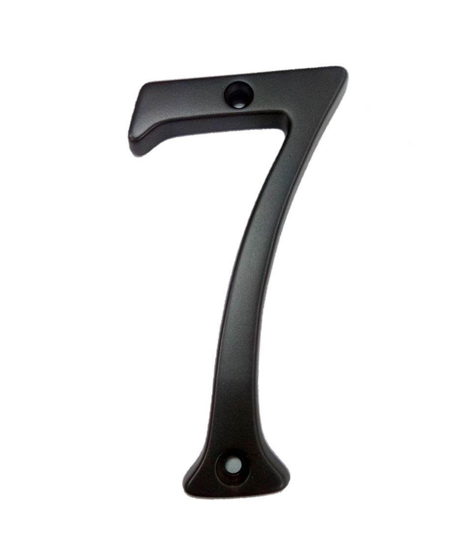 QCAA Traditional Heavy Solid Brass House Number 7, 4", US10B Oil Rubbed Bronze, 1 Pack, Made in Taiwan