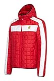 Ferrari Red Hooded Padded Packable Jacket with Ferrari Scudetto on Chest.