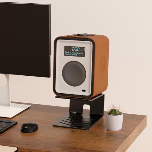 suptek 1 Pair Desk Speaker Stands with Vibration Absorbing Pads, Metal Speaker Stands for Speakers up to 33 lbs Each, Desktop Audio Stand for