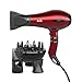 BERTA 1875W Tourmaline Ceramic & Negative Ionic Hair Dryer, 2 Speed 3 Heat Settings Cool Button with 4 Attachments, Professional Blow Dryer (Red)