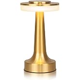 JHPGEOE Cordless Metal Desk Lamp, Touch Sensor Control LED Table Lamp,3 Color Stepless Dimmable Battery Powered Lamp for Living Room, Dorm, Home Office (Gold)