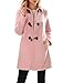Allegra K Women's Turn Down Collar Slant Pockets Longline Toggle Coat
