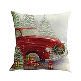 Christmas Pillow Case Freehear 1Pc Flax Printing Dyeing Merry Christmas Throw Pillow Case for Sofa Bed Home Decoration Car Pillow Cover Cushion Cover 18'' x 18'' (E3)