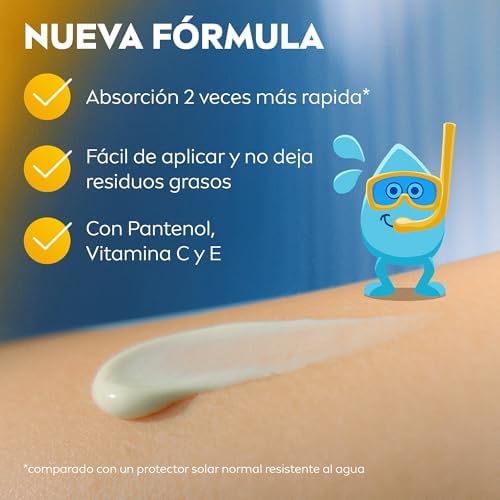 Kids Protege & Cuida 5 en 1 - Loción Solar con SPF50+ - Protector Solar Infantil Extra Resistente al Agua - Con Pantenol, Vitamina C y E - Aprobado por Pediatras - Todo Tipo de Piel - 200 ml